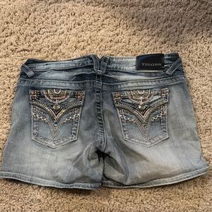 Vigoss Blue Jean Shorts with Embellished Pockets